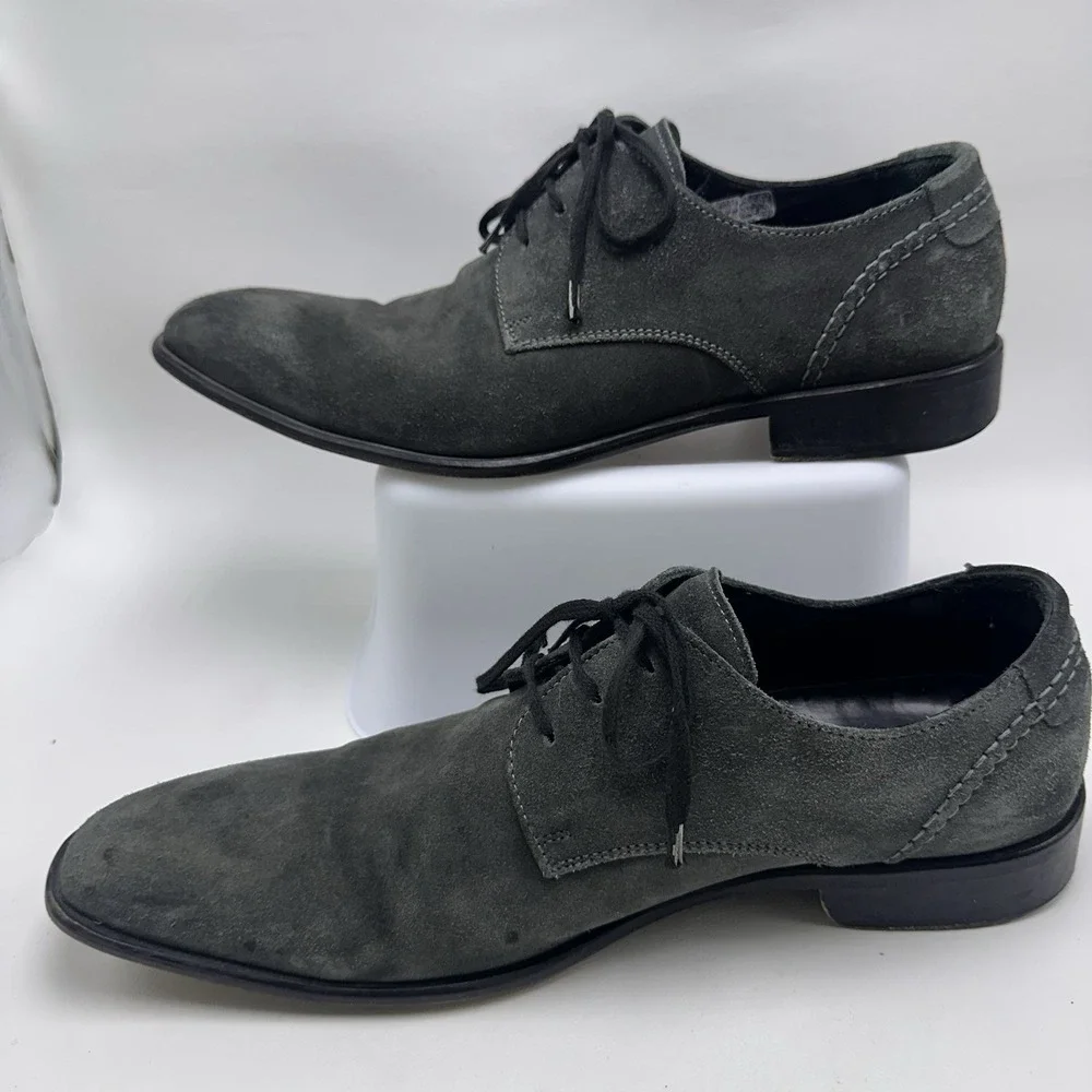 Vtg Kenneth Cole New York Made in Italy Men's‎ 9 Grey Suede Oxford Derby Shoes